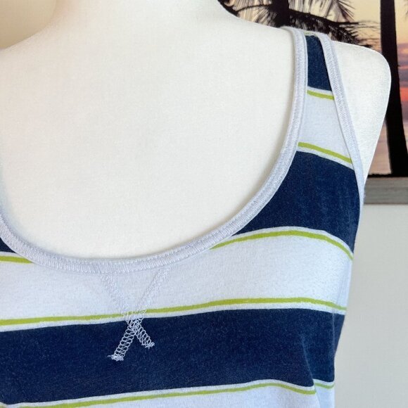 Women's SO Racerback Tank Top | Navy & White Stripe | Size Medium | 100% Cotton - Picture 5 of 7